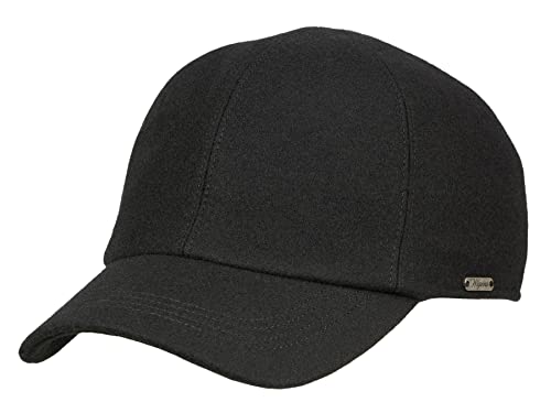 Wigens Kent 100% Wool Baseball Cap with Earflaps Black