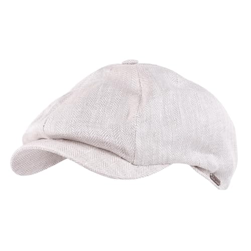 Wigens Lars - Classic Linen Herringbone 100% Linen - Made in Europe (US, Numeric, 7 1/8, Ecru)